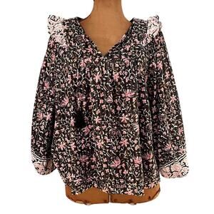 Cleobella Sz M Brynlee Blouse Top Floral Cotton Peasant Boho Soft Feminine Cute